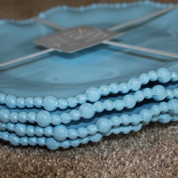 Soho Loft Dinner Plates Blue Shimmer Pearl Edge Set of 4 Melamine 10.75" NWT - Picture 5 of 6